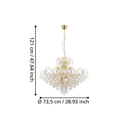 Eglo - Pakabinamas sietynas ant grandinės 9xE14/25W/230V aukso spalvos