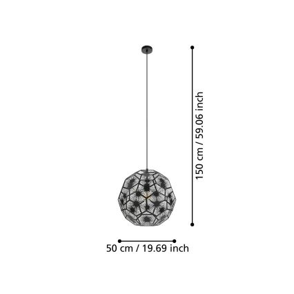 Eglo 39619 - Pakabinamas sietynas 1xE27/60W/230V diametras 50 cm juoda