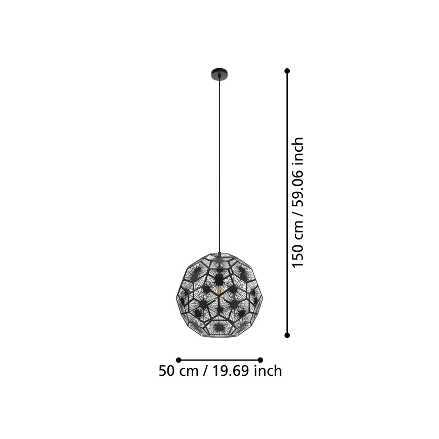 Eglo 39619 - Pakabinamas sietynas 1xE27/60W/230V diametras 50 cm juoda