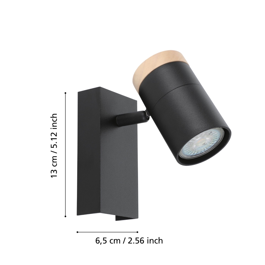 Eglo - LED sieninis akcentinis šviestuvas 1xGU10/4,5W/230V 3000K juoda/ruda