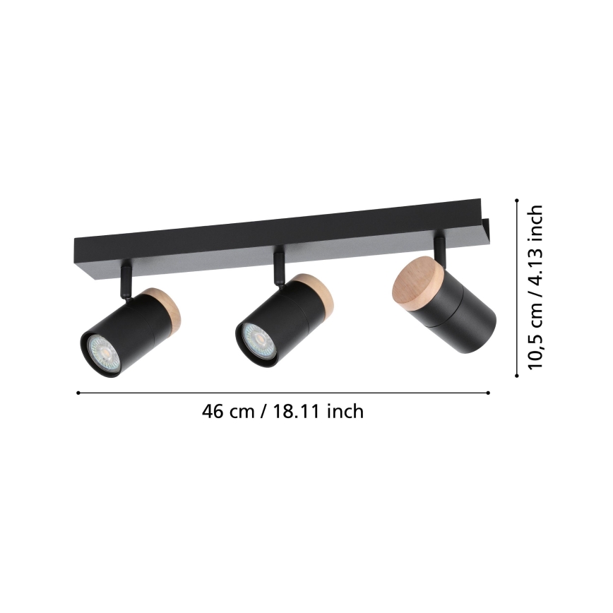 Eglo - LED akcentinis šviestuvas 3xGU10/4,5W/230V 3000K juoda/ruda