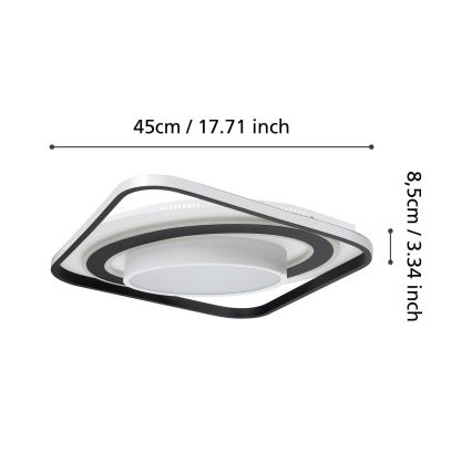 Eglo - LED Pritemdomas lubinis šviestuvas LED/21,5W/230V + LED/10,5W + LED/3W 3000-6500K juoda + nuotolinio valdymo pultas