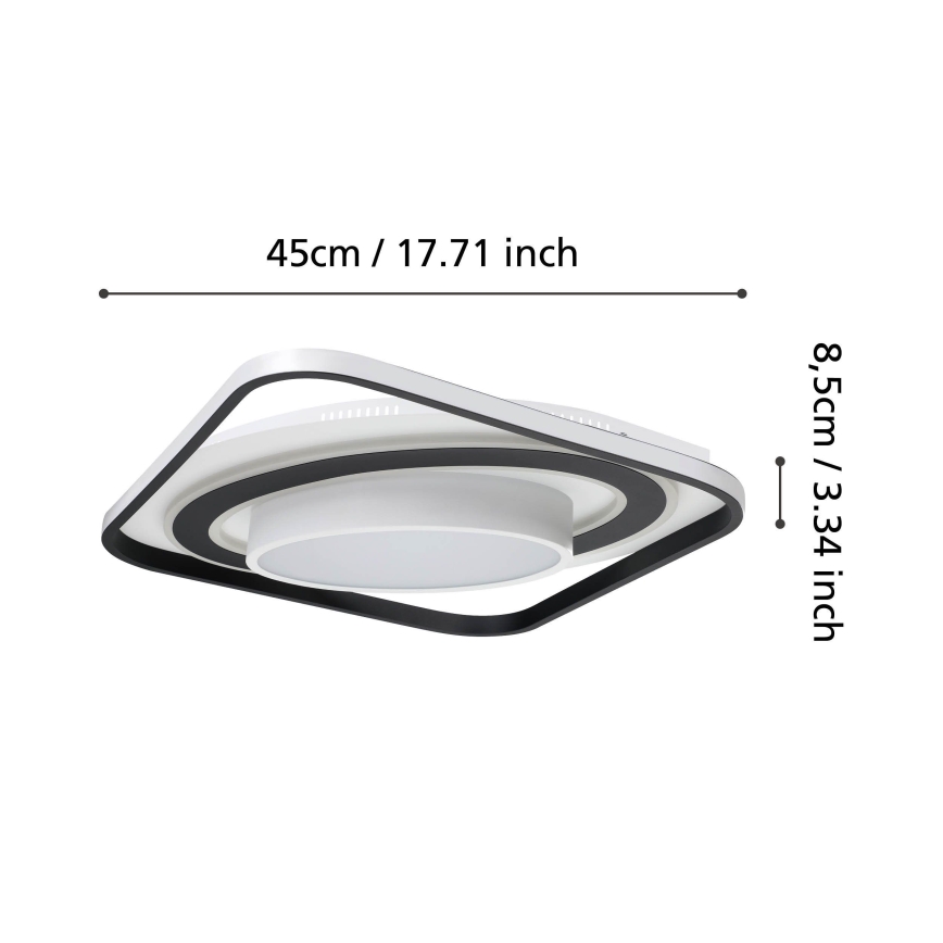 Eglo - LED Pritemdomas lubinis šviestuvas LED/21,5W/230V + LED/10,5W + LED/3W 3000-6500K juoda + nuotolinio valdymo pultas