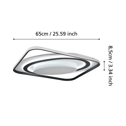Eglo - LED Pritemdomas lubinis šviestuvas LED/28W/230V+LED/13W+ LED/2,8W 3000-6500K juoda + nuotolinio valdymo pultas