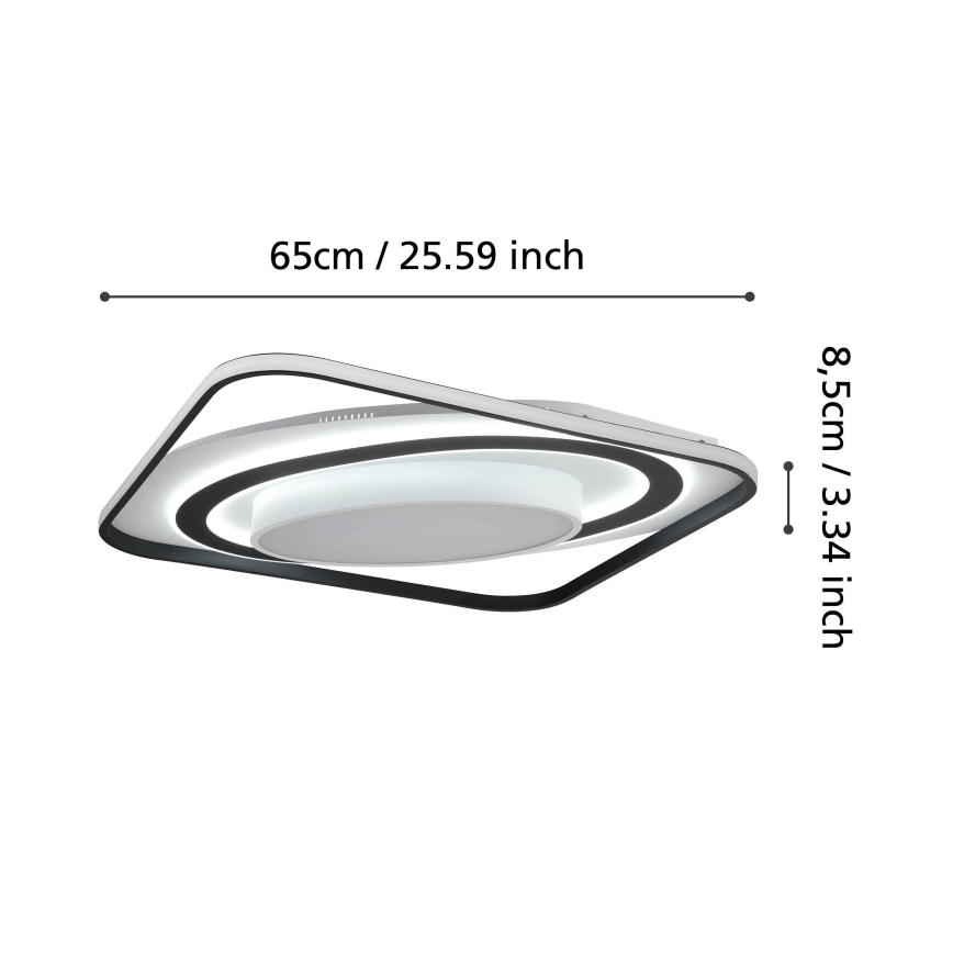 Eglo - LED Pritemdomas lubinis šviestuvas LED/28W/230V+LED/13W+ LED/2,8W 3000-6500K juoda + nuotolinio valdymo pultas