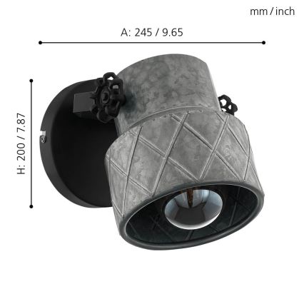 Eglo 39868 - Sieninis šviestuvas HILCOTT 1xE27/40W/230V