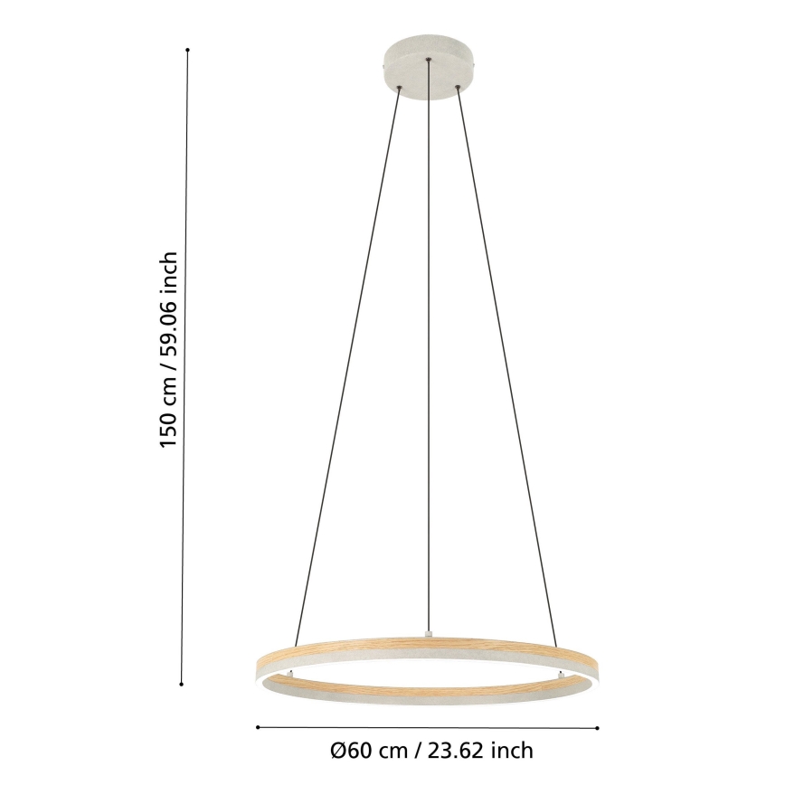 Eglo - LED Reguliuojamas pakabinamas sietynas LED/36W/230V 3000K pilka/ąžuolas