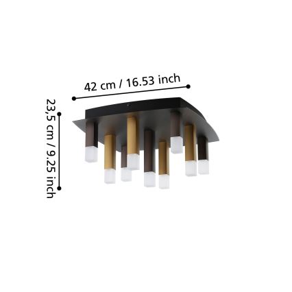 Eglo - LED Pritemdomas lubinis šviestuvas 9xLED/3,1W/230V 3000K antracitas/auksas