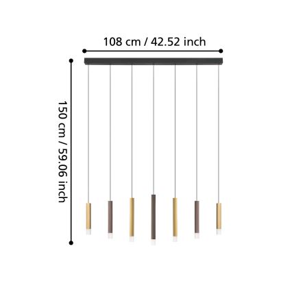 Eglo - LED Reguliuojamas pakabinamas sietynas 7xLED/3,1W/230V 3000K antracitas/auksas