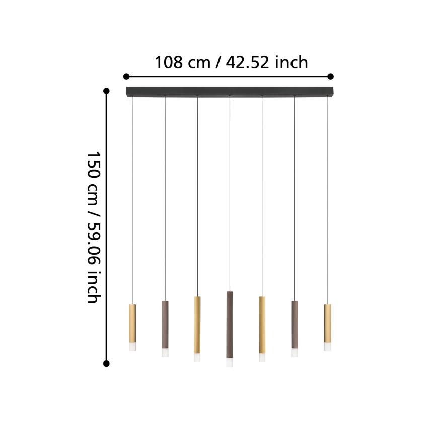 Eglo - LED Reguliuojamas pakabinamas sietynas 7xLED/3,1W/230V 3000K antracitas/auksas