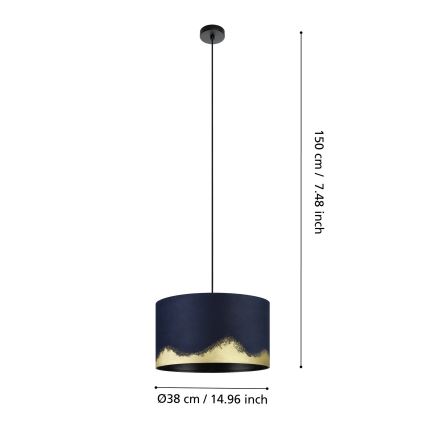 Eglo - Pakabinamas sietynas 1xE27/40W/230V diametras 38 cm mėlyna/auksas