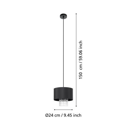 Eglo - Pakabinamas sietynas 1xE27/40W/230V juoda