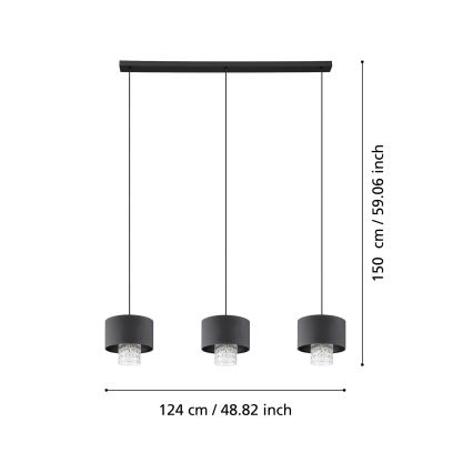 Eglo - Pakabinamas sietynas 3xE27/40W/230V juoda