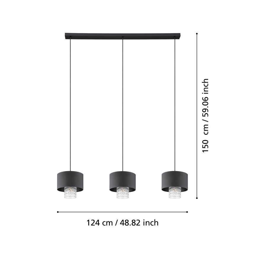 Eglo - Pakabinamas sietynas 3xE27/40W/230V juoda