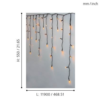 Eglo 410824 - LED Lauko Kalėdinė girlianda 480xLED/17x0,55m IP44 šiltai balta