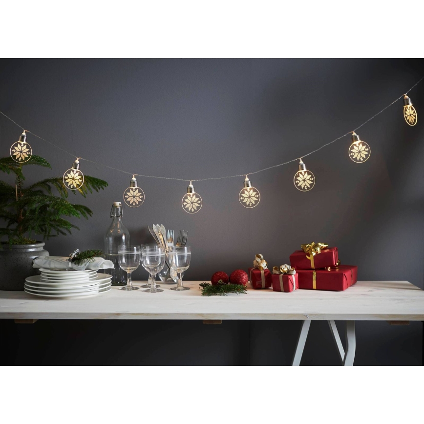 Eglo 411112 - LED kalėdinė girlianda ORNAMENT 10xLED/3xAA 2,4m šilta balta