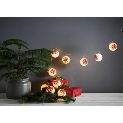 Eglo 411113 - LED kalėdinė girlianda ORNAMENT 10xLED/3xAA 1,65m šilta balta