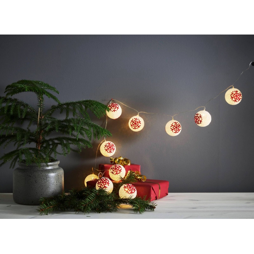Eglo 411113 - LED kalėdinė girlianda ORNAMENT 10xLED/3xAA 1,65m šilta balta