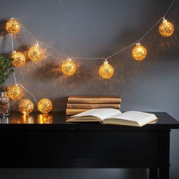 Eglo 411115 - LED girlianda GLITTER 10xLED/2xAA 1,65m šiltai balta