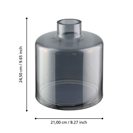 Eglo 421385 - Stiklinė vaza NABAS 24,5x21 cm juoda/dūminė