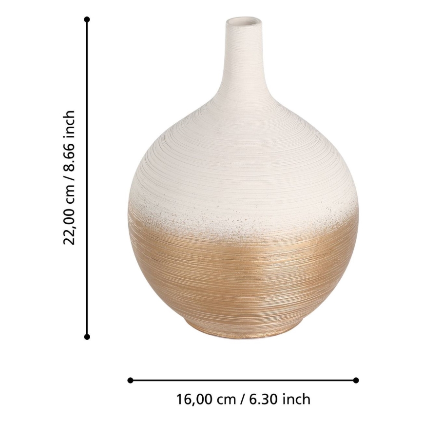 Eglo - Keraminė vaza 22x16 cm balta/auksas