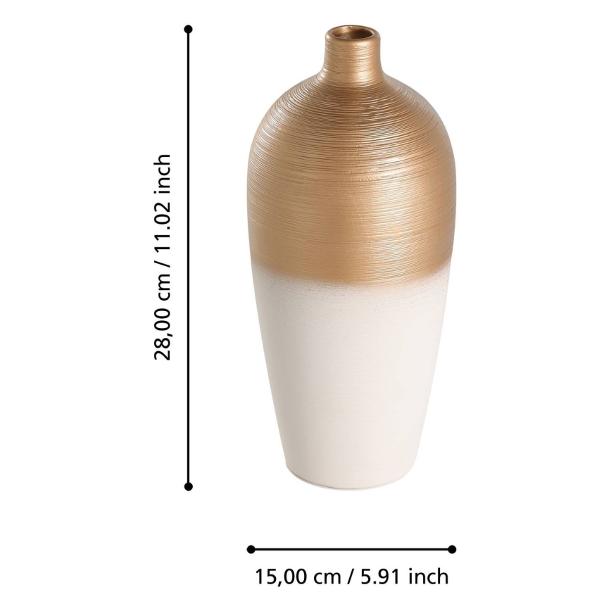 Eglo - Keraminė vaza 28x15 cm balta/auksas