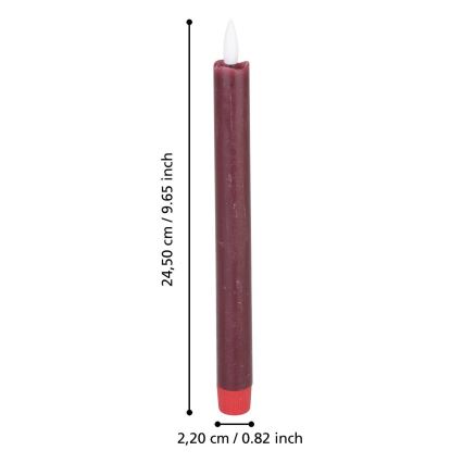 Eglo - KOMPLEKTAS 2x LED Candle LED/1xAAA 24,5 cm raudona