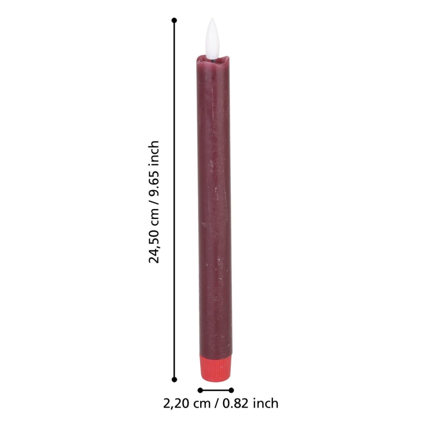 Eglo - KOMPLEKTAS 2x LED Candle LED/1xAAA 24,5 cm raudona