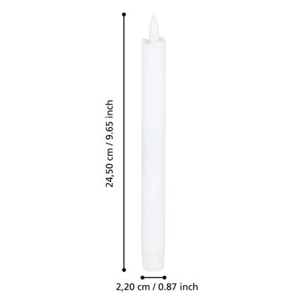 Eglo - RINKINYS 2x LED žvakė LED/1xAAA 24,5 cm balta