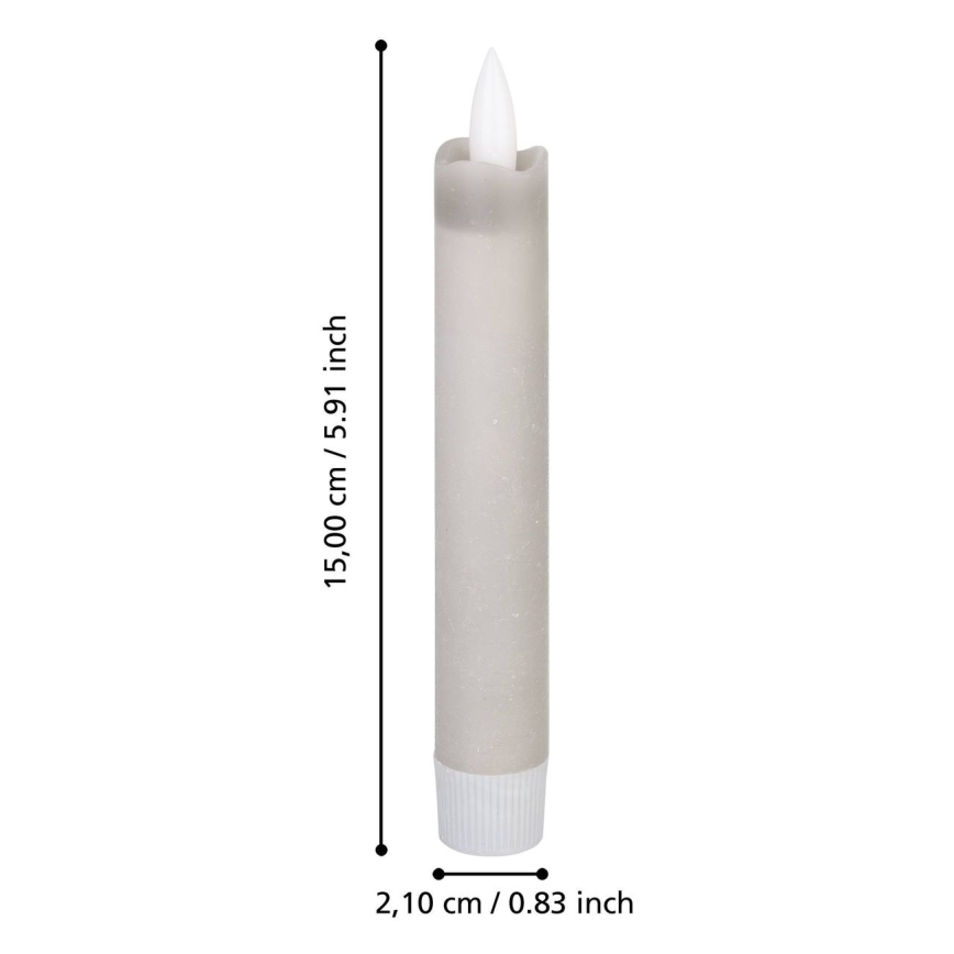 Eglo 422223 - KOMPLEKTAS 2x LED Candle ANTANABE LED/1xAAA 15 cm pilka