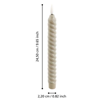 Eglo - RINKINYS 2x LED žvakė LED/1xAAA 24,5 cm smėlio spalva