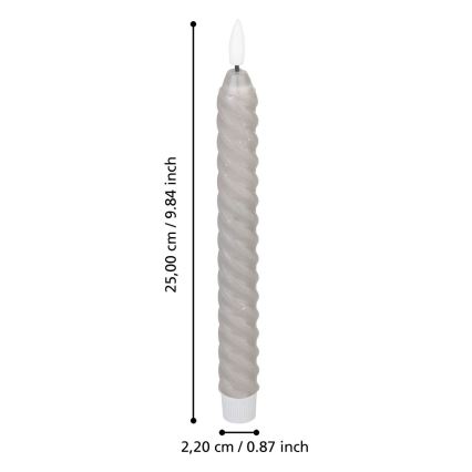 Eglo - KOMPLEKTAS 2x LED Candle LED/1xAAA 25 cm pilka