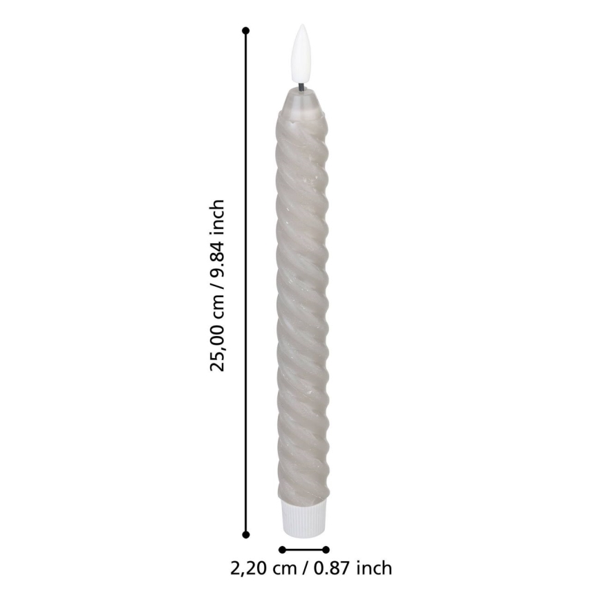 Eglo - KOMPLEKTAS 2x LED Candle LED/1xAAA 25 cm pilka