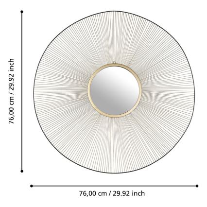 Eglo - Sieninis veidrodis diametras 76 cm auksas/juoda