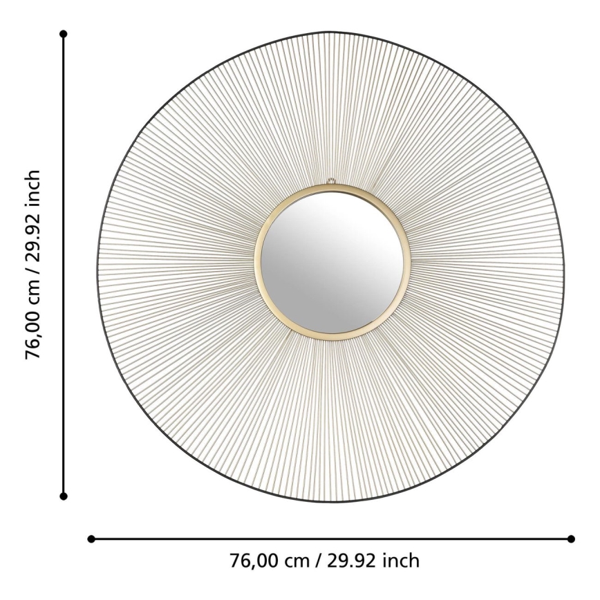 Eglo - Sieninis veidrodis diametras 76 cm auksas/juoda