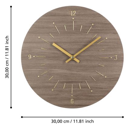 Eglo - Sieninis laikrodis 1xAA diametras 30 cm ruda