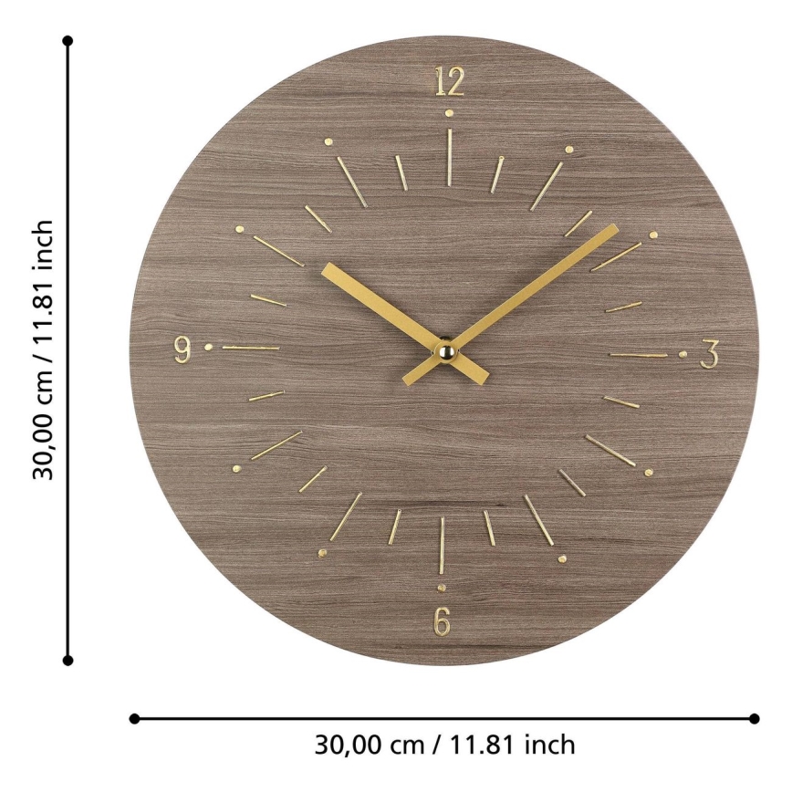 Eglo - Sieninis laikrodis 1xAA diametras 30 cm ruda