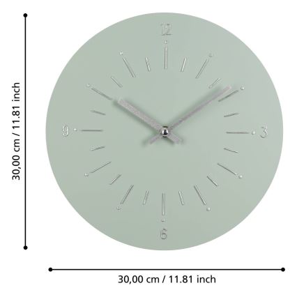 Eglo - Sieninis laikrodis 1xAA diametras 30 cm žalia