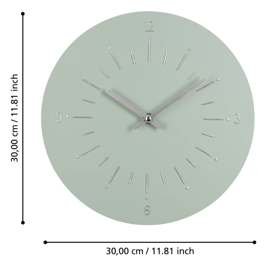 Eglo - Sieninis laikrodis 1xAA diametras 30 cm žalia