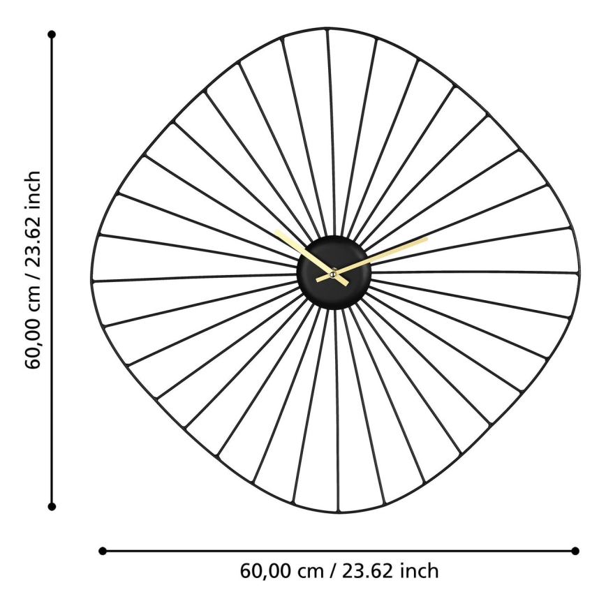 Eglo - Sieninis laikrodis 1xAA 60x60 cm juoda
