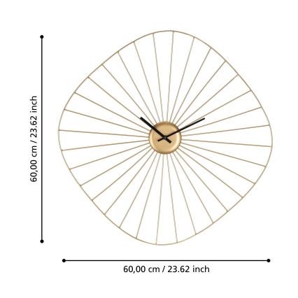 Eglo 425517 - MATSUMOTO sieninis laikrodis, 1xAA, 60x60 cm, auksinis