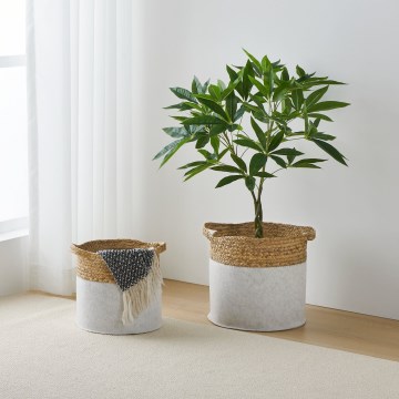 Eglo 426584 - RINKINYS 2 vnt. Dekoratyviniai krepšeliai NANAE 30x31 cm balti/smėliniai