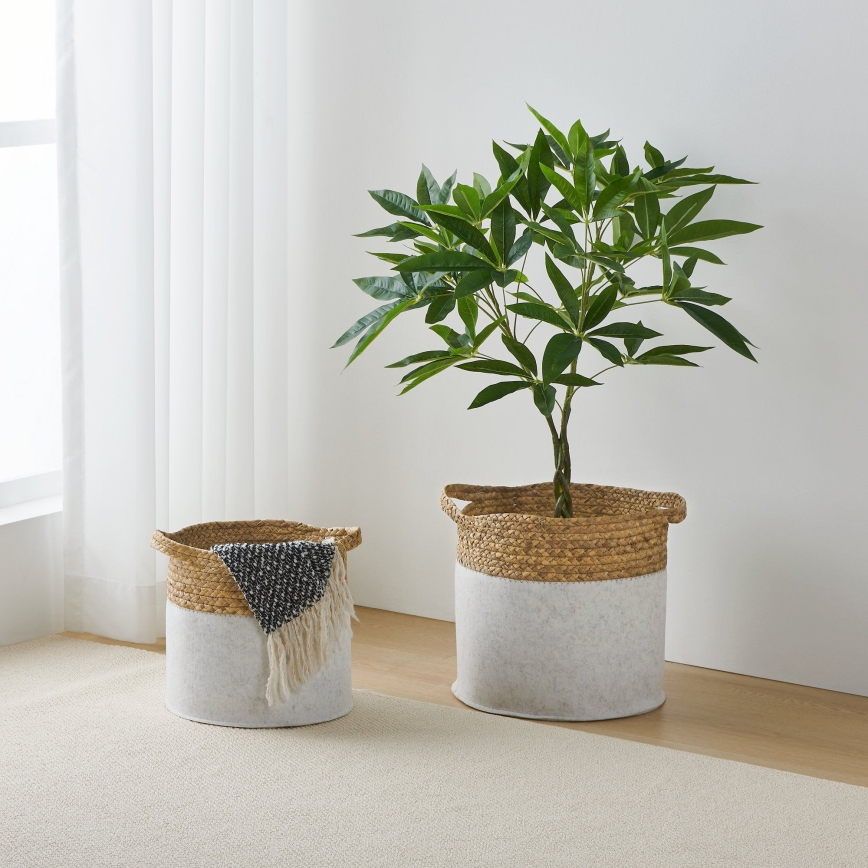 Eglo 426584 - RINKINYS 2 vnt. Dekoratyviniai krepšeliai NANAE 30x31 cm balti/smėliniai