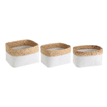 Eglo 426585 - Rinkinys 3 vnt. dekoratyvinių krepšelių NANAE 16×27 cm, balta/smėlio spalvos