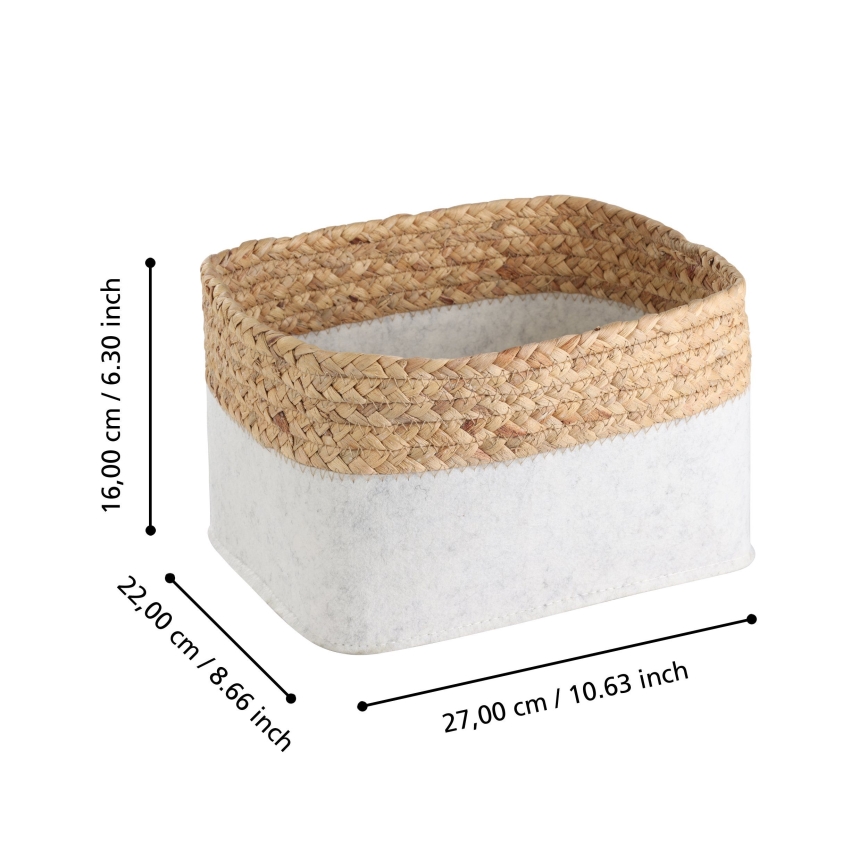 Eglo 426585 - Rinkinys 3 vnt. dekoratyvinių krepšelių NANAE 16×27 cm, balta/smėlio spalvos