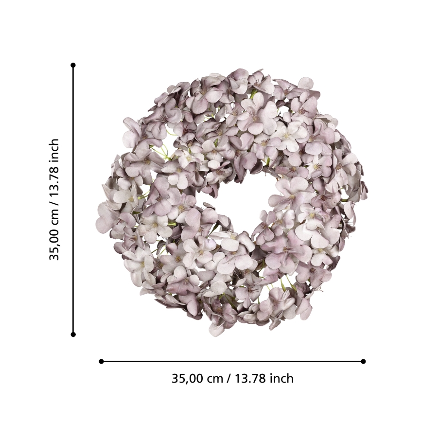 Eglo - Dirbtinis gėlių vainikas diametras 35 cm violetinė