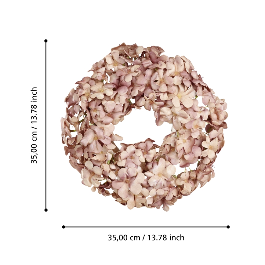 Eglo - Dirbtinis gėlių vainikas diametras 35 cm rausva