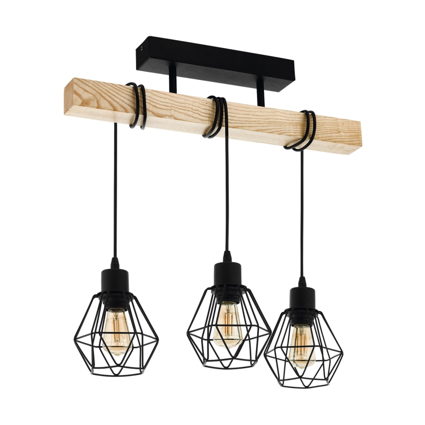 Eglo - Tvirtinamas sietynas TOWNSHEND 3xE27/60W/230V pušis