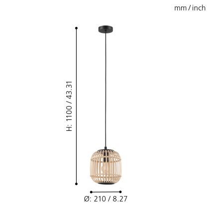 Eglo 43231 - Sietynas, kabinamas ant virvės BORDESLEY 1xE27/28W/230V diametras 210mm