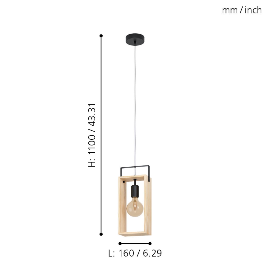 Eglo - Sietynas, kabinamas ant virvės 1xE27/40W/230V